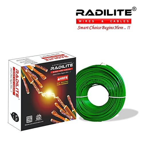 Image of Copper Wire with Triple Layer PVC Coating, Single Core Flexible Electric Cable for Domestic & Industrial Connections (0.75mm, 90m Long, green, 2 Pcs) (RLWC01 2)