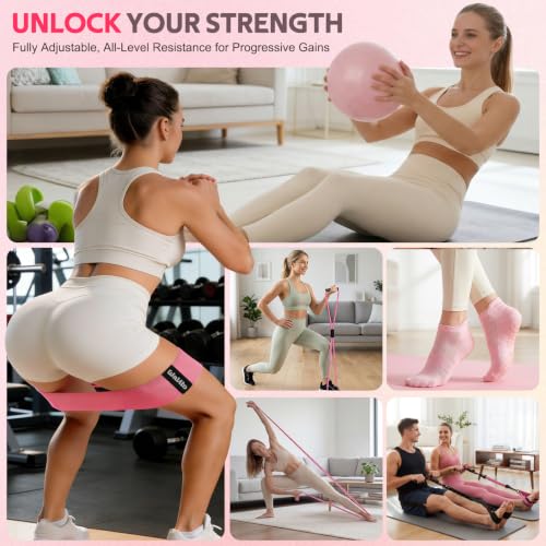 Image of WALITO 15 PCS Pilates Kit, Adjustable Pedal Resistance Band with Handle, Figure 8 Resistance Band for Exercise Women, At Home Workout Equipment Set with Yoga Ball & Booty Bands for Full Body Gym