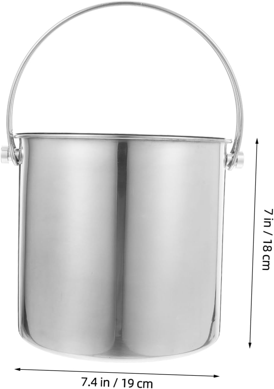 SOLUSTRE Stainless Steel Ice Storage Bucket Wine Ice Storage Drink Bucket Lid and Tongs