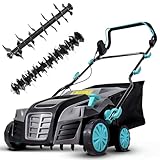 Ecobuild 2000W Elektro-Vertikutierer & Rasenlüfter 2-in-1, 40CM Arbeitsbreite, 5 Tiefenpositionen, 55L Grasfangbox, Klappbarer Griff, Multifunktionaler Rasenpflegehelfer