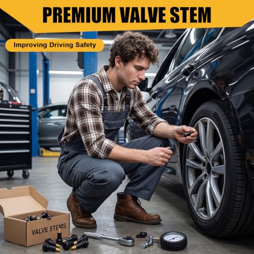 Image of Tallew 700 Pieces TR413 Tire Valve Stems, Rubber Snap-in Tubeless, Black