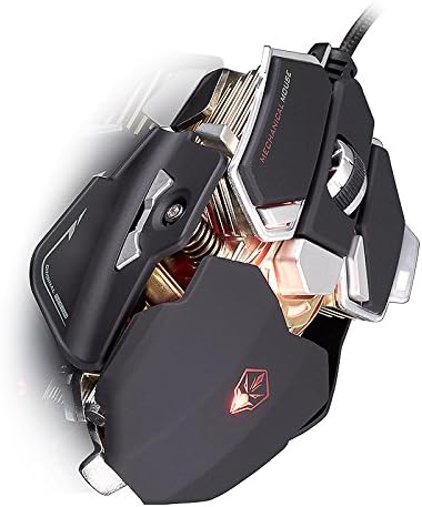 XINKSD G10 4000 DPI 10 Buttons LED Optical USB Wired Mechanical Gaming Mouse, Programmable Gaming Mice for Pro Game Notebook, Laptop, PC, MacBook, Computer- Black