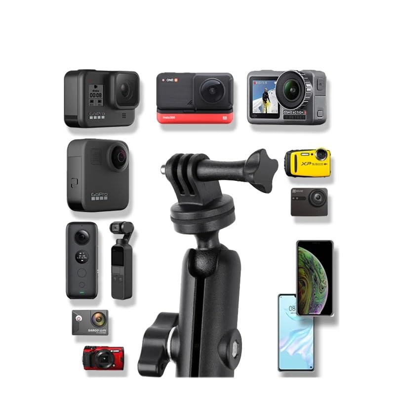 Image of yantralay Action Camera Handlebar Mount with 360 Dual Ball Head | Super Clamp for Go Pro, Insta 360, Mobile, Bike, Motorcycle - Universal Quick Release Bracket for Camera & Accessories.