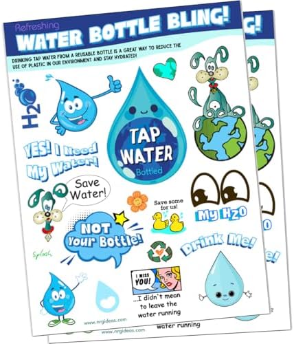 Water Bottle Stickers for Kids Education Series Save Water with Conservation Bling! image 3