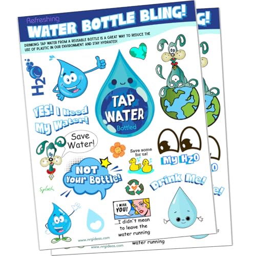 Water Bottle Stickers for Kids Education Series Save Water with