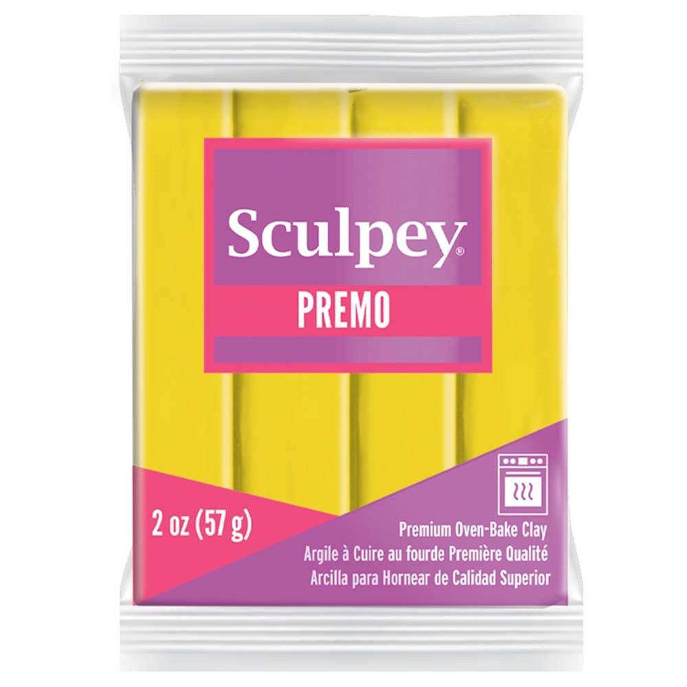 Sculpey Premo™ Polymer Oven-Bake Clay, Cadmium Yellow Hue, Non Toxic, 2 oz. bar, Great for Jewelry Making, Holiday, DIY, Mixed Media and More. Premium Clay Perfect for clayers and Artists.