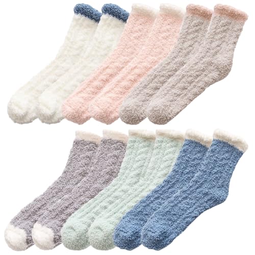 Tergy 6 Pairs Fluffy Bed Socks