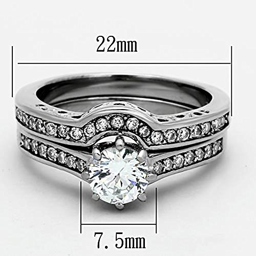 Marimor Jewelry Women's 1.85 Carat Cubic Zirconia Stainless Steel 316 Wedding Ring Set Size 5-103
