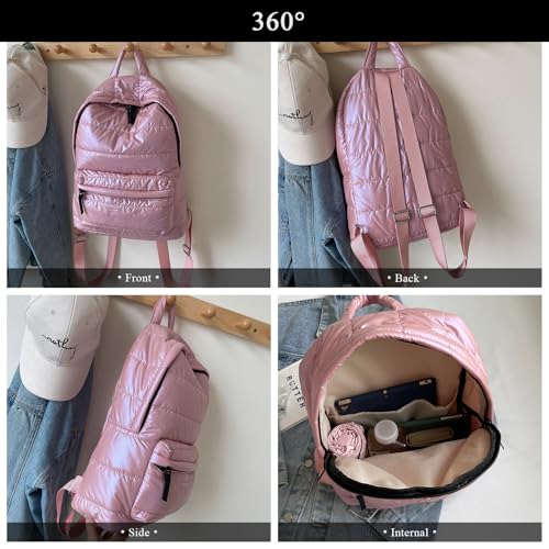 Image of Puffy Backpack Fashion Lightweight Quilted Puffer Backpack Purse for Women Casual Daily Carry on Daypack (Black)