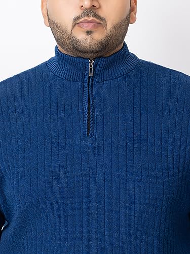 Image of Kvetoo Plus Size Men High Neck Zipper Full Sleeve Woolen Winter Sweater