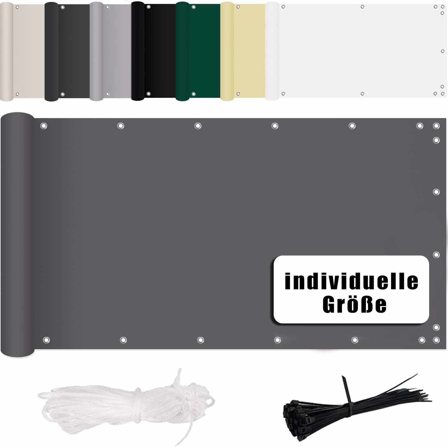 MENGH Frangivista per Balcone 130x500cm Grigio,160g/m² Protezione della Privacy Frangivento in Polyester,Impermeabile,Anti-UV con Fascette