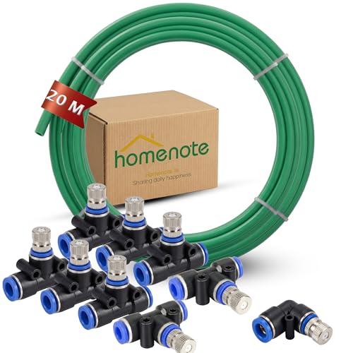 Image of Homenote 20Mtr Hose Pipe & 10pcs 6mm Mist Nozzle with Tee Connector Suitable for DIY Sanitization Tunnel Fogger Sprayer Watering Irrigation Fogging Cooling Mist Kit Sprinkler | Green