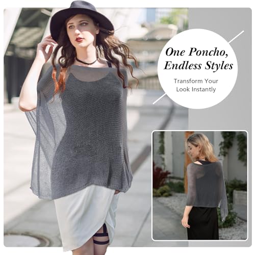 Image of Women Sheer Poncho Shrug Summer Sheer Blouse Top Lightweight Poncho Bolero for Evening Dress
