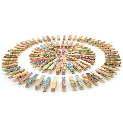 Z ZICOME Mini Wooden Clothespins Photo Paper Peg Craft Clips, 100 Pack