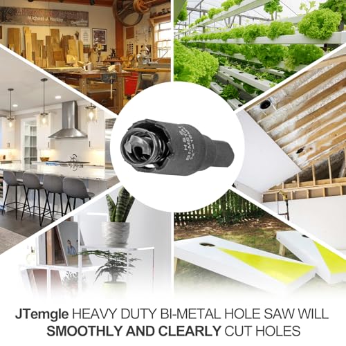 Image of 5 /8 Inch Hole Saw with 9.1mm Triangle Shank Arbor, JTemgle Bi-Metal Hole Saw Heavy Duty Hole Cutting Tool for Cornhole Boards, Recessed Lights, Wood, Plastic, Drywall & Soft Metal