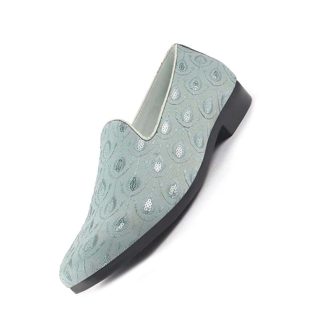 Men Embroidered Sequin Ethnic Slip-On Juttis and Mojaris with Anti Skid Sole | Traditional Loafer Sherwani Shoes for Wedding, Reception, Party-image-15