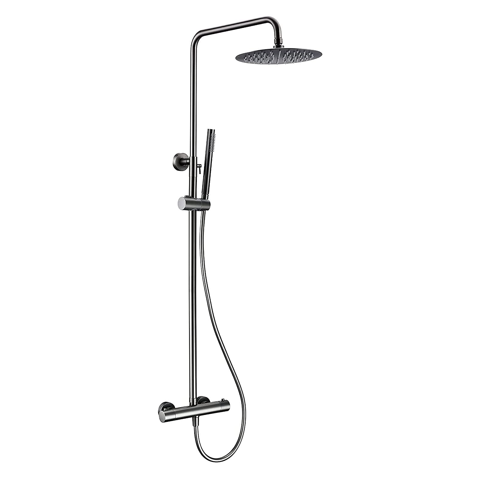 AYCDL Thermostatic Shower System, 10Inch Rainfall Shower Head with Handheld Shower Sprayer, Wall Mounted Single Handle Shower Faucet Set,Rose Gold,Rose Gold,Gun Gray