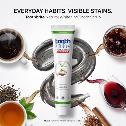 Image of Whitening Tooth Scrub, Gel Toothpaste for Teeth Stain Removal | Patented Micro-Granular Formula | Ideal for Smokers, Tobacco, Coffee & Tea Users | Deodorises Breath All Day | Cool Mint 100g