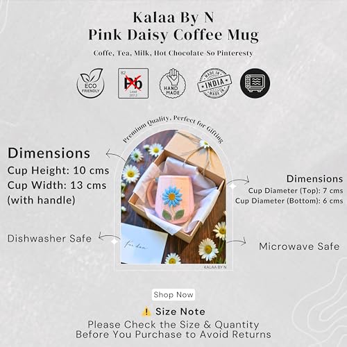 Image of Handmade Ceramic Mug 3D Daisy Flower Design Coffee Tea Cup 240 ml Gift for Coffee Lovers Kitchen Decor (Pink /Light Blue /Yellow /Grey) (Pink)