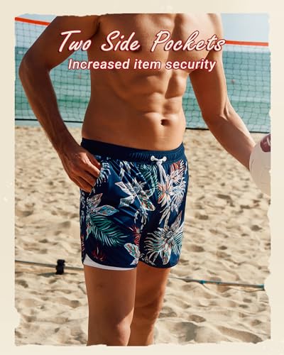 Arcweg Mens Swim Trunks Retro Swimming Shorts Bathing Suits with Mesh Lining 2 in 1 Vintage 80s 90s Swimwear Board Shorts4