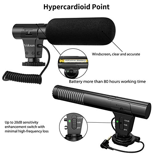 Camera Microphone, M-1 Video Microphone for DSLR Interview Shotgun Mic for Canon Nikon Sony Panasonic Fuji Videomic with Windscreen 3.5mm Jack