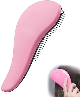 فرشاة شعر لتدليك فروة الرأس وفك تشابك الشعر للشعر المجعد والناعم والمفرود والمبلل من قطعة واحدة من تينكبر (وردي)