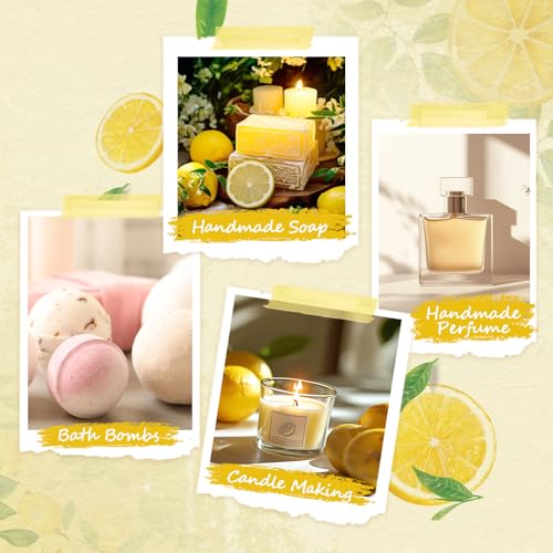 Migcaput Ätherische Zitronenöl 100ml, Kaltgepresst aus Zitrone, 100% Naturrein Lemon Oil für Diffuser, Luftbefeuchter, Aromatherapie, Raumduft, Seifen, Kerzenherstellung