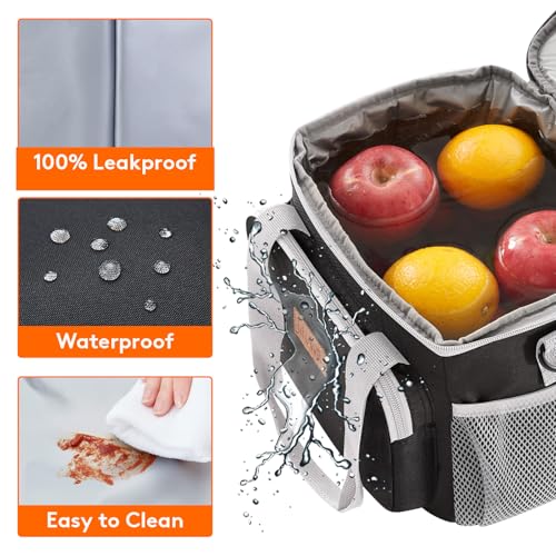 Image of Lifewit Medium Lunch Bag, Insulated Lunch Box, Soft Cooler Cooling Tote for Adult Men Women, Gray and Black 12-Can (9L)