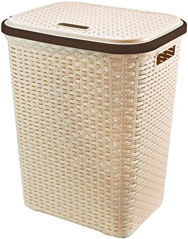 Plastic Laundry Basket Laundry Hamper washing baskets for laundry rattan laundry basket (Grey)
