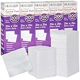 HEALQU 1000 Gauze Pads 2x2 - Soft Non-Woven 4-Ply for Tooth Extractions and Dental Procedures - Non-Sterile Square Sponges for First Aid, Surgical, & Wound Dressing (5 Packs of 200)