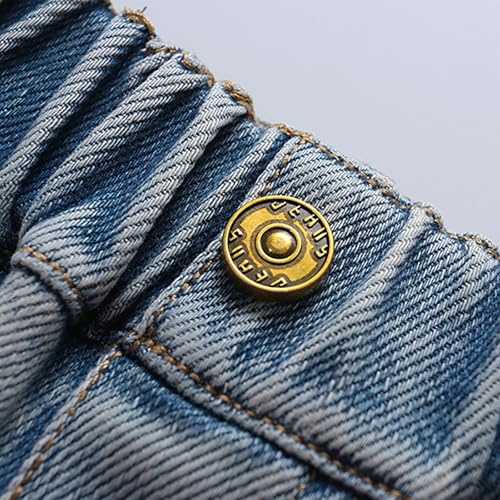 Teen Girls Jeans Wide Leg High Waist Baggy Denim Pants with Pockets Y2K Elastic Waistband Casual Streetwear Outfits2