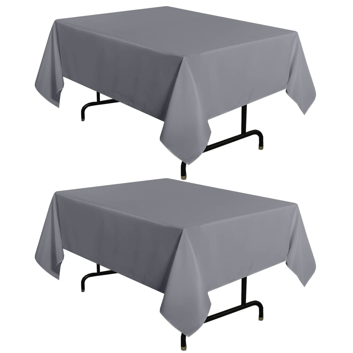 sancua 2 Pack Light Grey Tablecloth 54x54 Inch Square Table Cloth