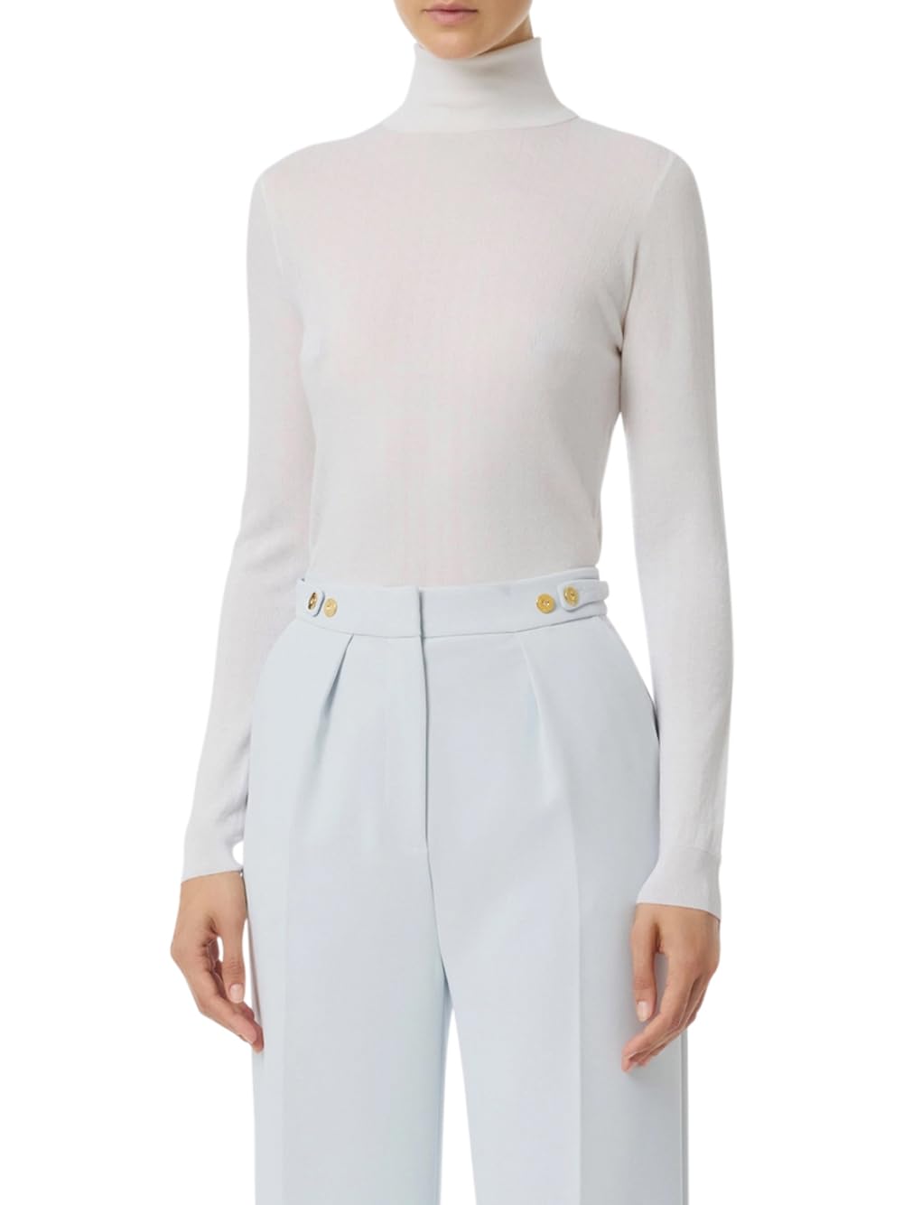 Elisabetta Franchi Maglia in Lana Bianca con Micro Logo Jaquard MK23S56E2 360 40