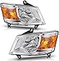 AUTOSAVER88 Headlight Assembly Compatible with 2008-2010 Dodge Grand Caravan Chrome Housing Amber Reflector Clear Lens