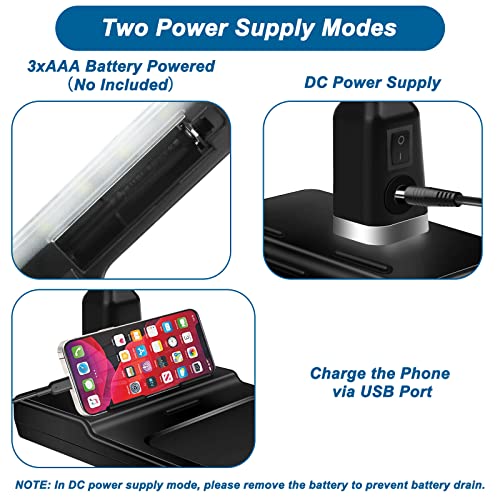 4X Magnifying Glass With Light And Stand, Flexible Gooseneck Magnifying Desk Lamp Usb Charge & Phone Stands, Large Page Magnifier For Print, Painting, Sewing, Crafts And Close Work #TOP4