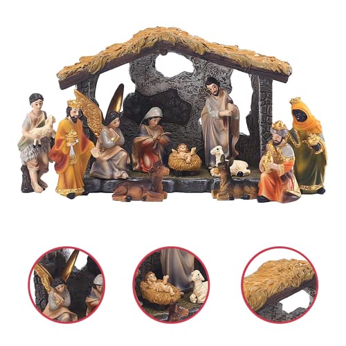 zalati Statue The Birth of Jesus on Manger Scene Resin Ornaments Decorations for Christmas Catholic Religious Garden Home Decoration - Image 2