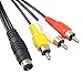 Devinal 4-Pin Mini DIN S-Video Plug to 3 RCA Plug Cable S-Video 4-Pin Male to 3-RCA Male RGB Composite Video Cable Adapter for DVD, DVD, TV, HDTV, VCR's, CD Players 5 FT (1.5M)