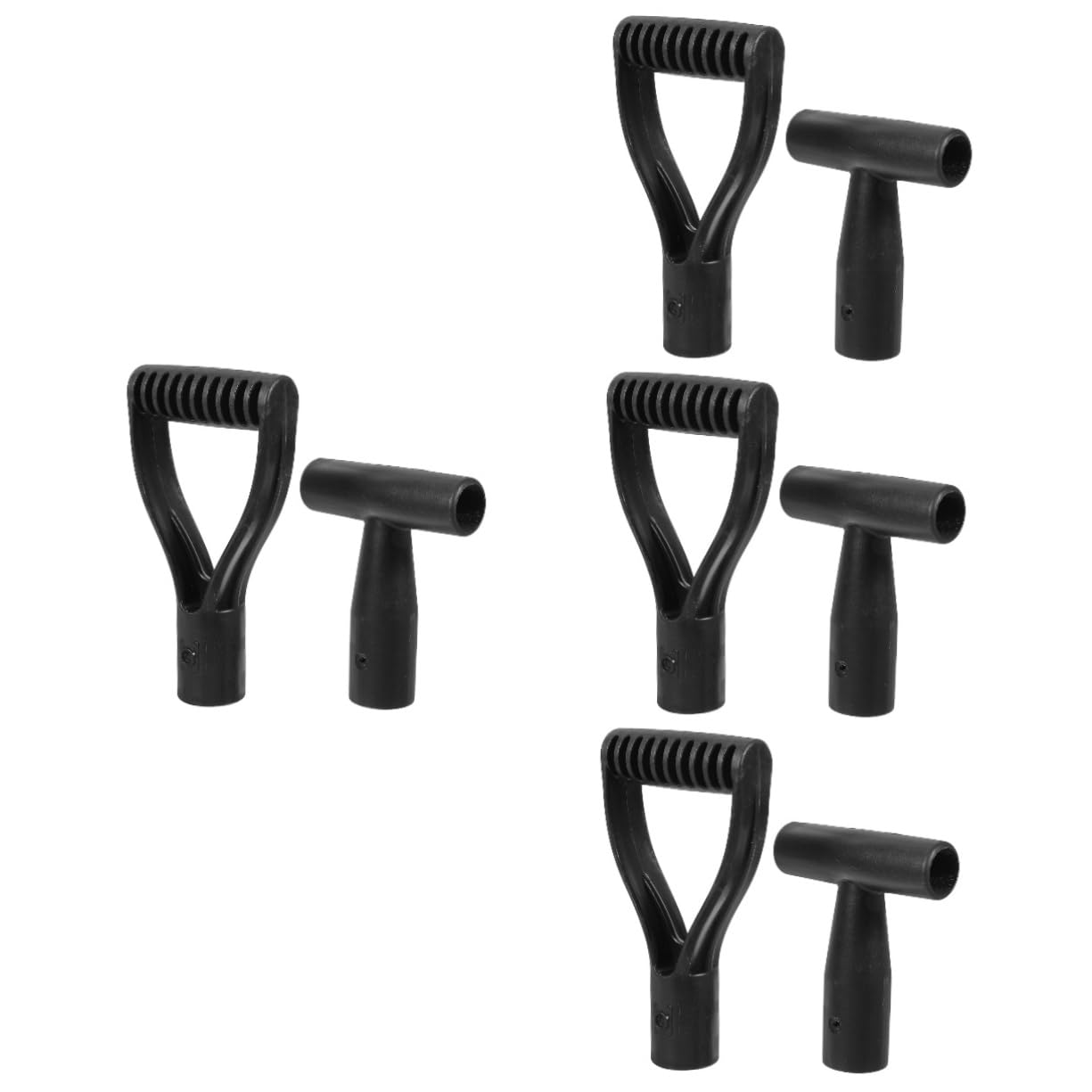 BESTonZON Pala De Acero En Forma De T Agarre Mango De Pala En Forma De D Excavación Apretones Reemplazo Manejar Mangos De Pala Empuñadura Polímero Anticolisión Negro 2 Piezas X 4