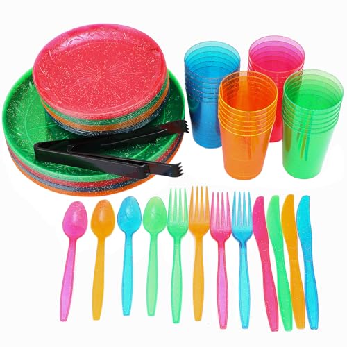 Disposable Gold Glitter Neon Dinnerware Set Christmas Easter Party Tableware Plates Cups Cutlery Set Disposable Neon Party Supplies for Holiday Wedding Birthday Celebration (COLORFUL) Disposable Gold Glitter Neon Dinnerware Set Christmas Easter Party Tableware Plates Cups Cutlery Set Disposable Neon Party Supplies for Holiday Wedding Birthday Celebration (COLORFUL)