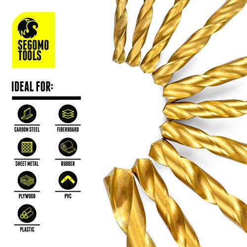 Segomo Tools 230 Piece 135 Degree High Speed HSS Titanium Coated Twist/Spiral Drill Bit Set - DB230