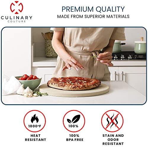 Culinary Couture 15" Round Pizza Stone For Oven And Grill - Cordierite Pizza Stone For Bread, Calzone, Cookies - Oven And Grill Pizza Stone For Outdoor Grill, Stone Pizza Pan For Oven #TOP3
