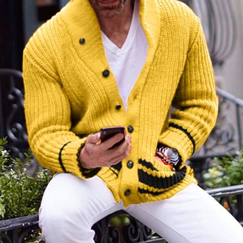 Mens Fall Winter Cable Knit Cardigan Sweater Men Knit Outerwear Slim Fit Button Thick Cardigan with Pockets2