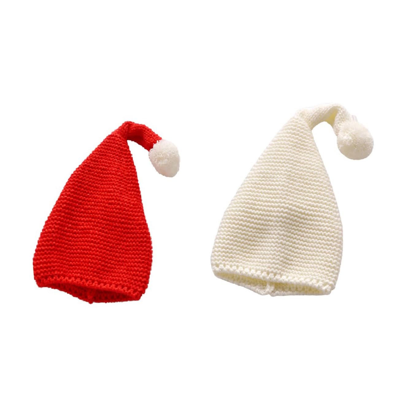 4 Stück Flauschige Ballmützen Kinder wintermütze Kinder weihnachtsmütze weihnachtsmannmützen für Nikolausmütze Mädchen Hüte mütze Strickmützen Hüte aus Holzgarn rot