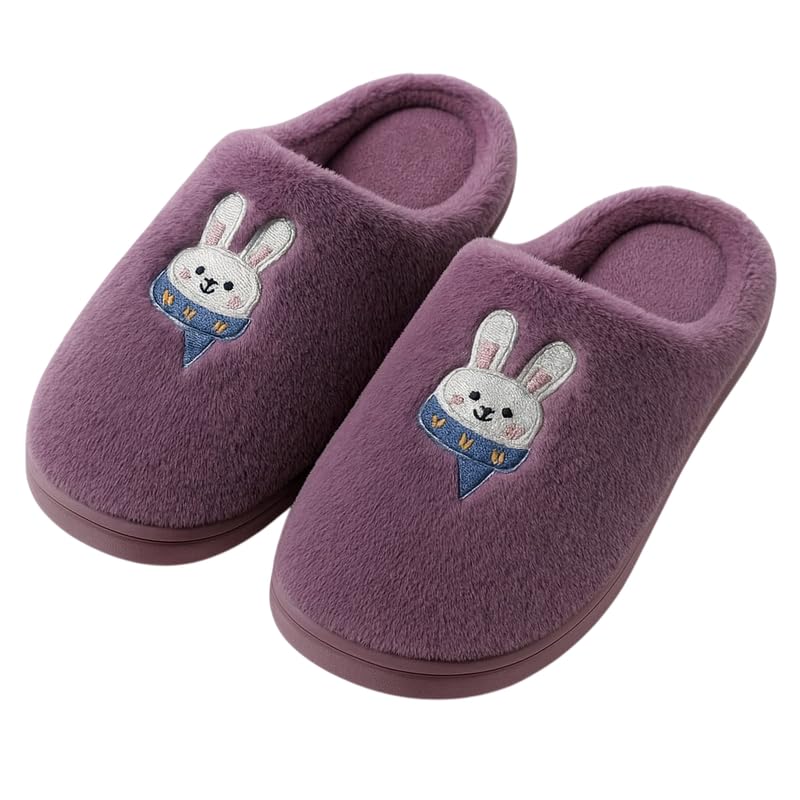 devil Cozy Unisex Winter Slippers with Cute Bunny Embroidery – Memory Foam, Non-Slip (Multisize,Purple)-picture-14