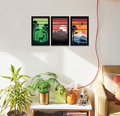 Image of ArtX Paper Landscape Scenic Wall Frame Art Painting, Framed Paintings, Multicolor, Nature, 13 X 25.5 inches(Combined), 8.5 X 13 each, Set of 3