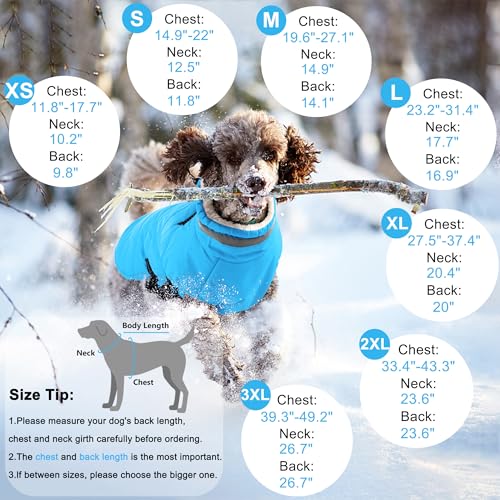 Image of Dogcheer Dog Coat with Harness, Waterproof Dog Winter Jacket - Sky Blue,S