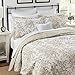 Laura Ashley - King Quilt Set, Reversible Cotton Bedding with Matching Shams, Home Decor for All Seasons (Bedford Mocha, King)