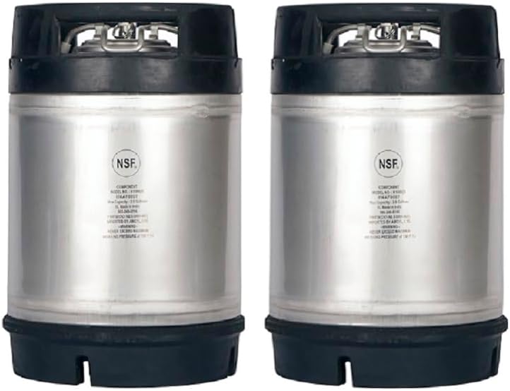 Two Pack of New 2.5 Gallon Ball Lock Kegs with Dual Rubber Handles