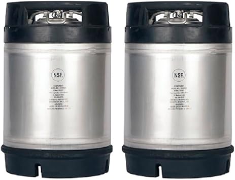 Two Pack of New 2.5 Gallon Ball Lock Kegs with Dual Rubber Handles