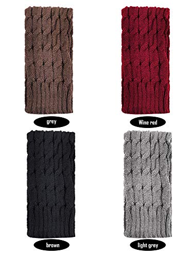 Geyoga 4 Pairs Leg Warmers for Women Long Winter Leg Warmers Cable Knitted Crochet Boot Socks2